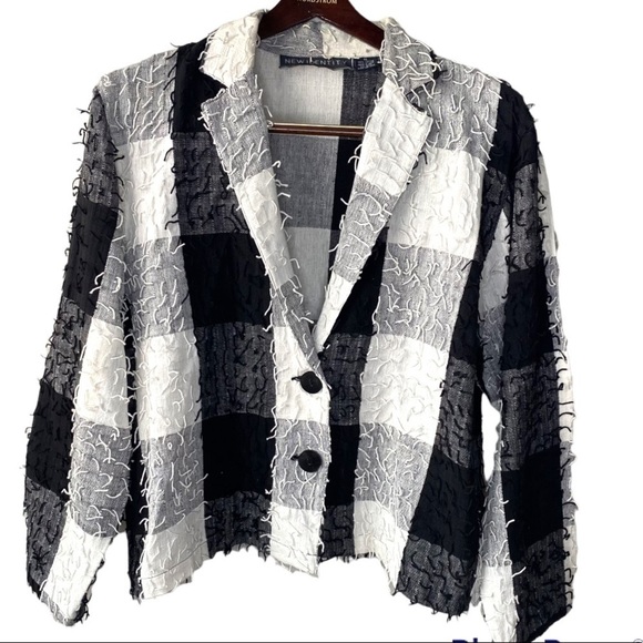 Jackets & Blazers - New Identity Buffalo Plaid Blazer Jacket XL Tailored Black White